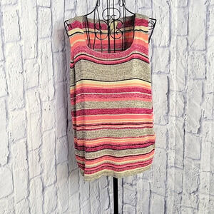 SIGRID‎ OLSEN SPORT Multicolored Striped Sleeveless Blouse Large